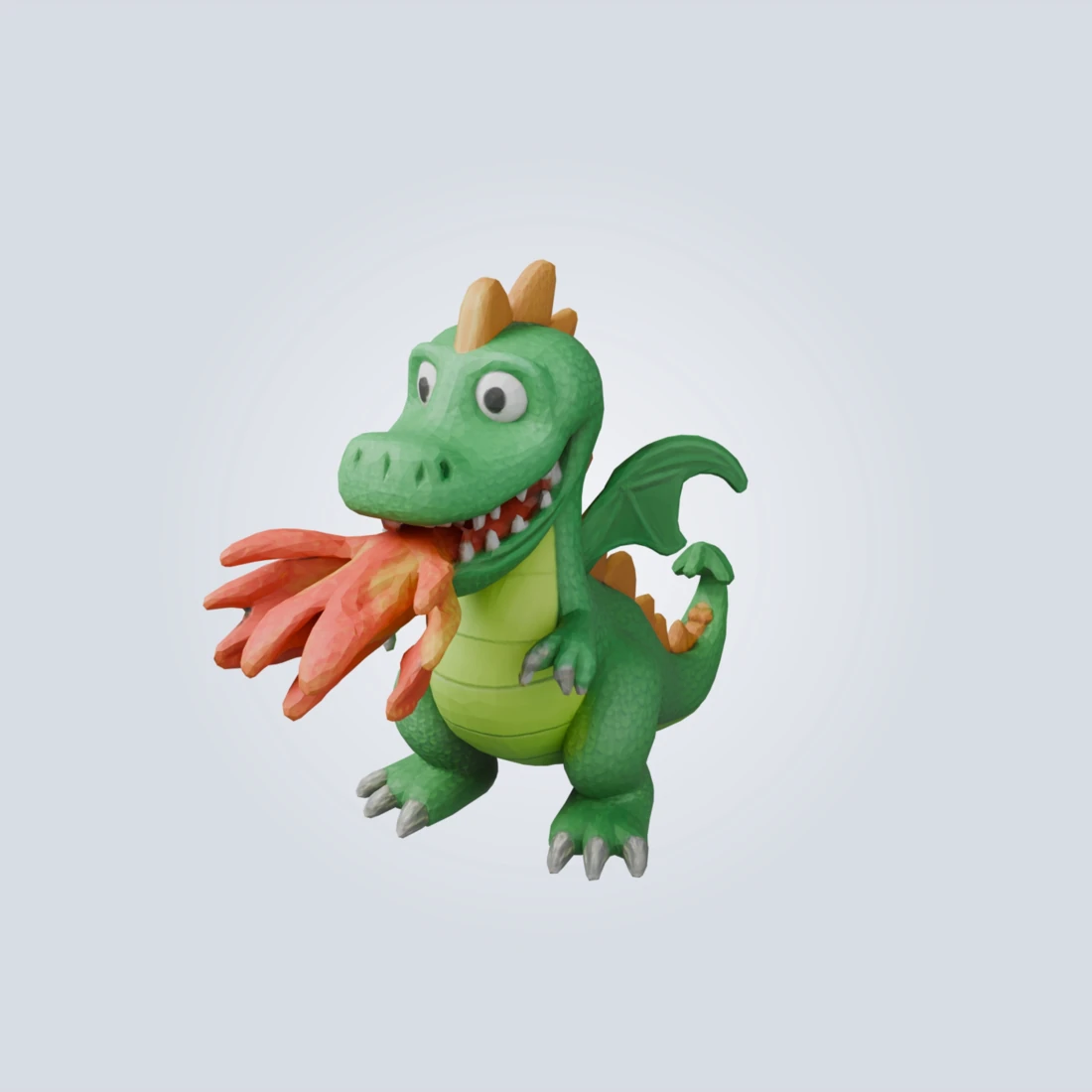3D model generated from a photo of a crayon dragon, made real