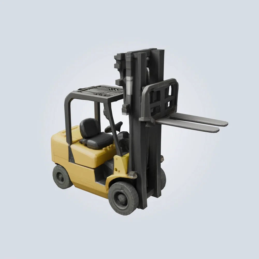 3D model generated from a photo of a forklift in a warehouse