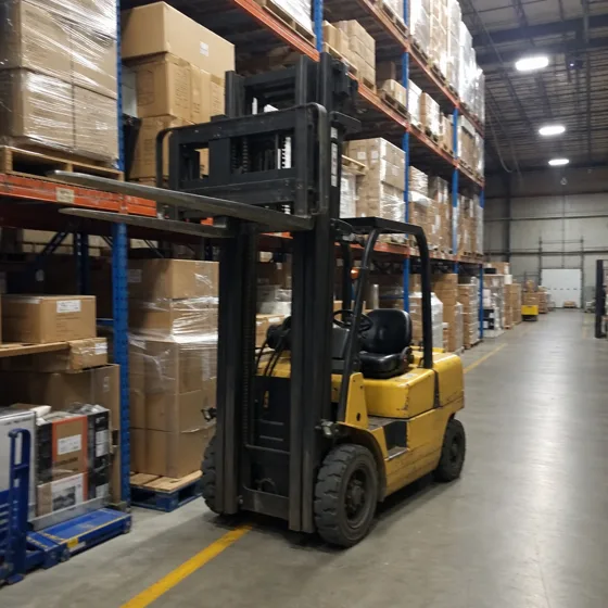 The original image uploaded for the forklift in a warehouse