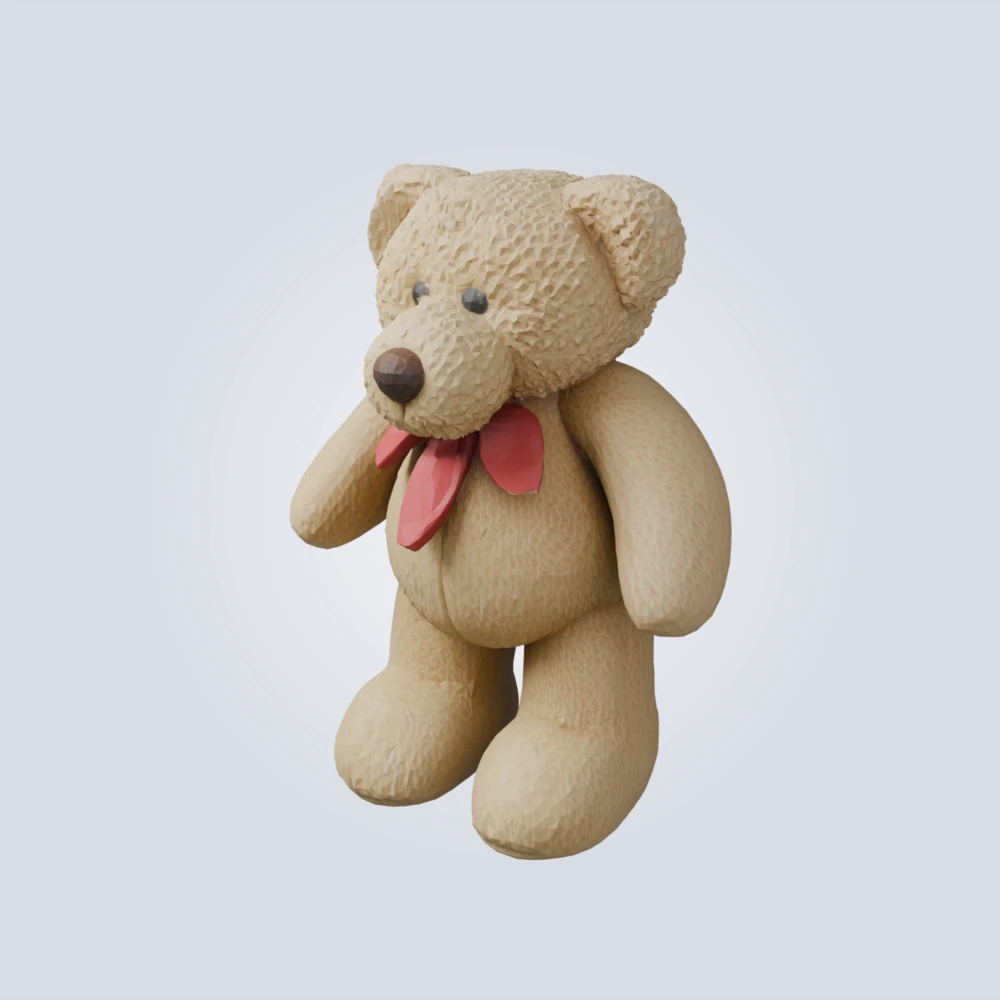 3D teddy bear model generated from a photo, ready for STL export